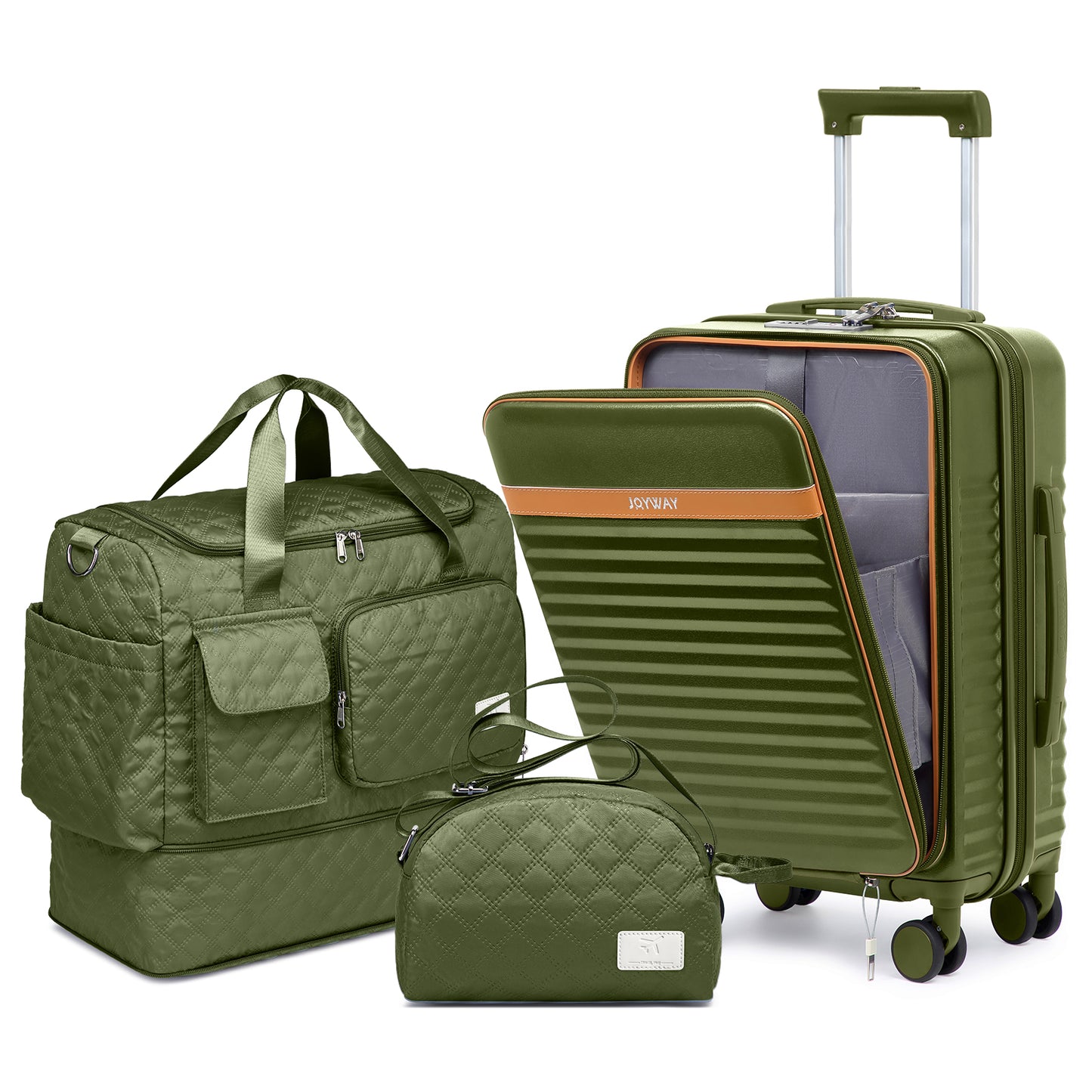 Joyway Front Opening Cover Carry-on Luggage Side Hooks TSA Lock Spinner Wheels YKK Zippers