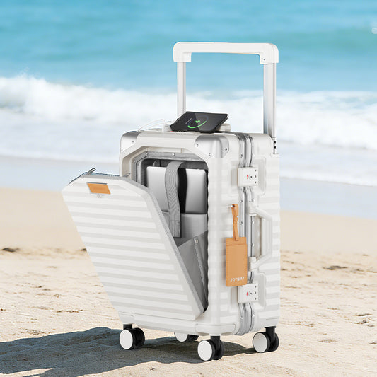 Joyway Front Opening Cover Carry-on Luggage Side Hooks TSA Lock Spinner Wheels YKK Zippers，PC material TR017