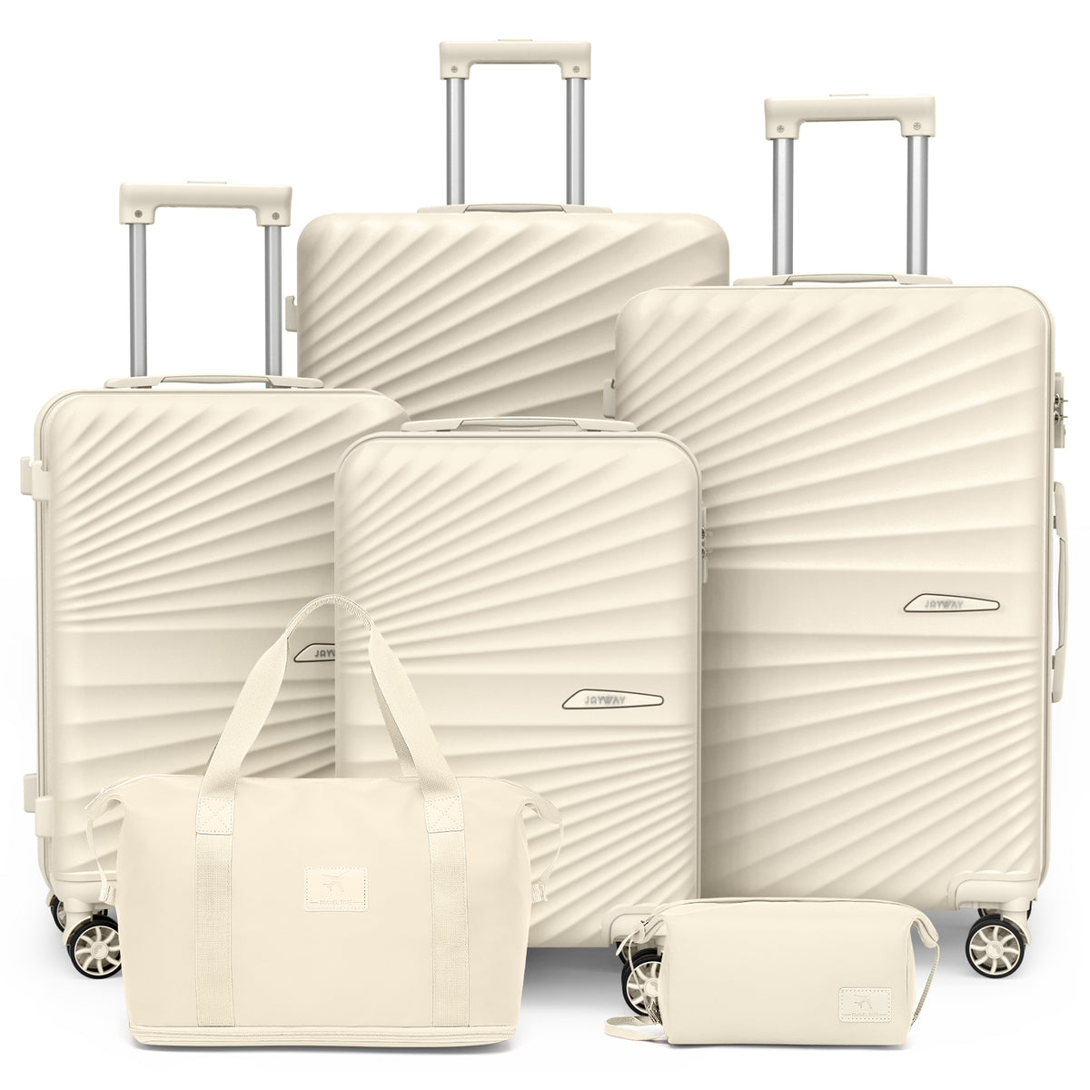 Joyway Luggage Set 6 Piece ABS Hardside Lightweight Suitcase with TSA Lock Spinner Wheels (18/20/24/28),Green-Brown