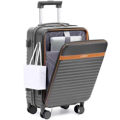 Joyway Maleta de Cabina de Apertura Frontal, Ganchos Laterales, Candado TSA, Ruedas Giratorias, Cremalleras YKK