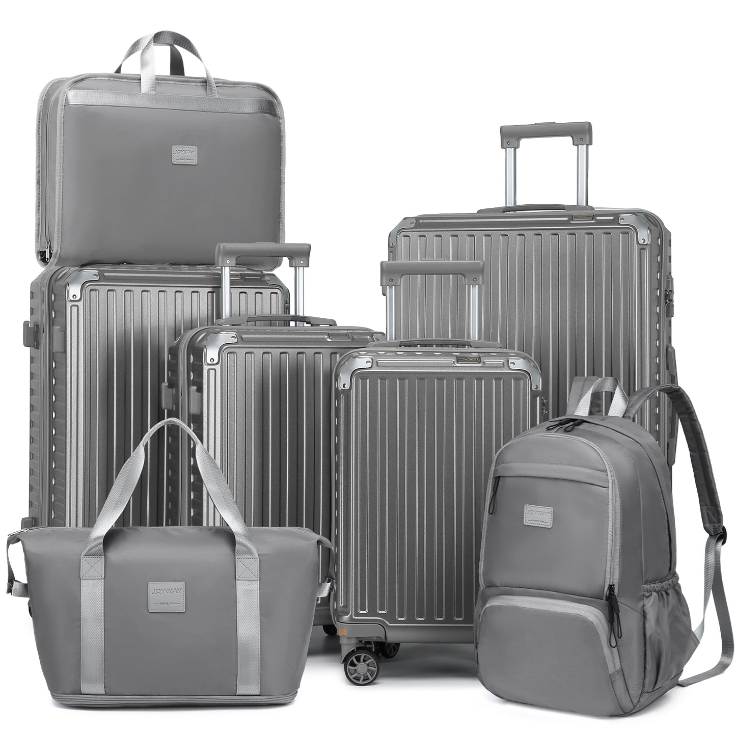 Joyway 7 Piece Luggage Set PC Hardside Lightweight Suitcase with TSA Lock Spinner Wheels (18/20/24/28)