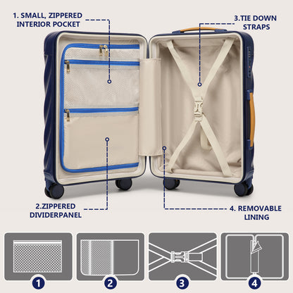 Juego de equipaje de 5 piezas Joyway PC de carcasa rígida ultraligera con cerradura TSA y ruedas giratorias con freno (20/24/29) con mochila, negro TR025