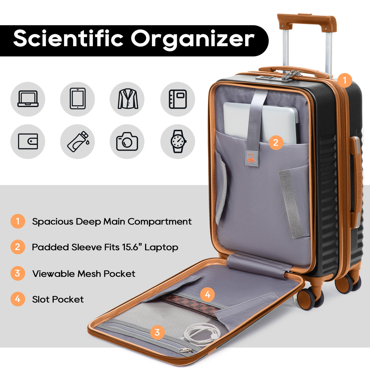 Interior of Joyway Front-Opening Carry-On Luggage