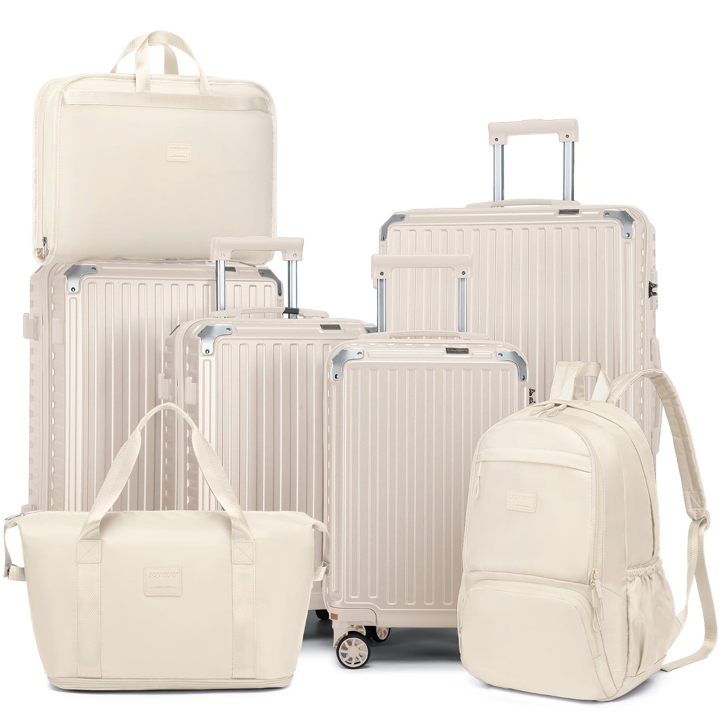 Joyway 7 Piece Luggage Set PC Hardside Lightweight Suitcase with TSA Lock Spinner Wheels (18/20/24/28)