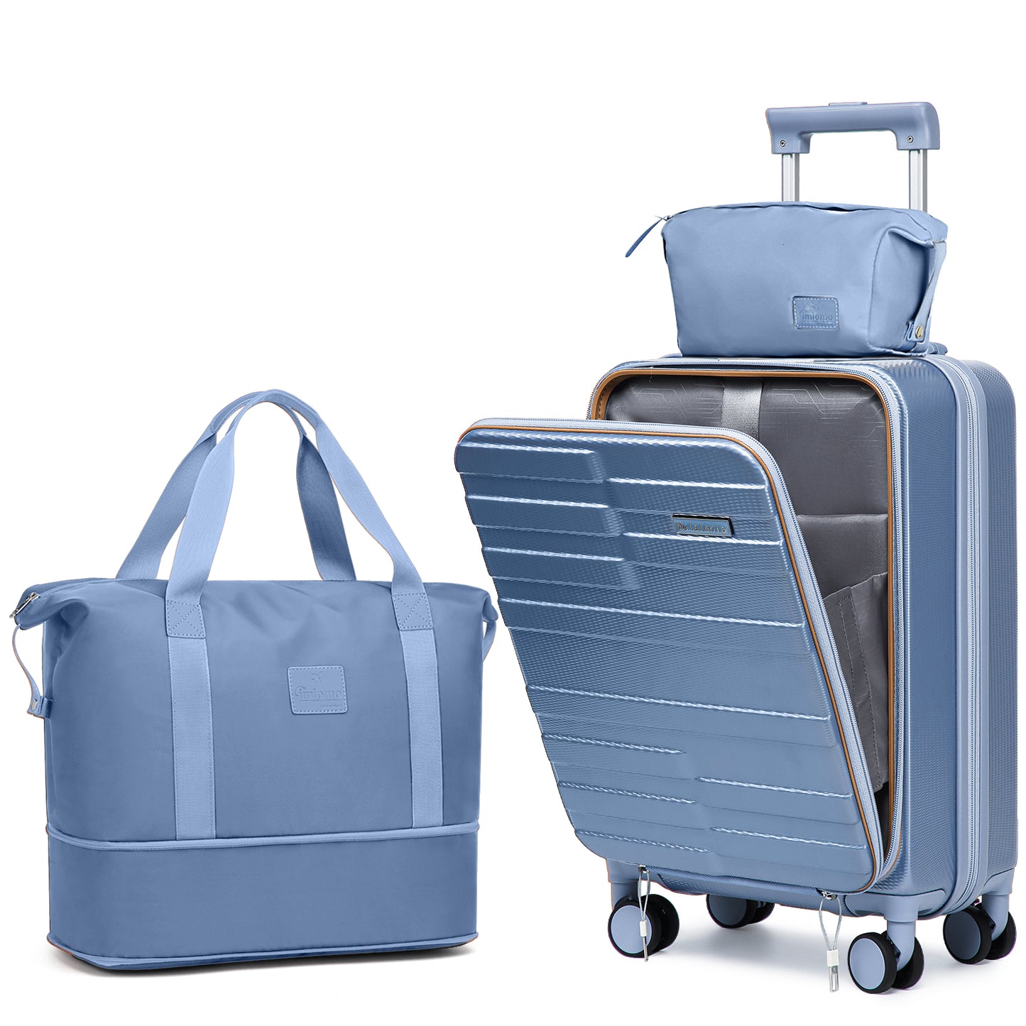 20-inch lightweight and durable ABS luggage set with three pieces, featuring silent universal wheels, shockproof design, making it an excellent travel companionTR021