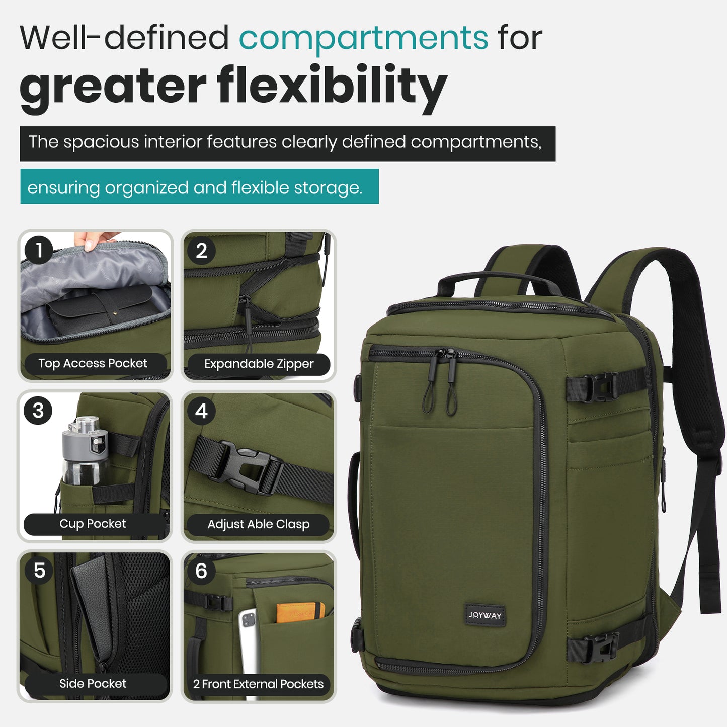 Joyway Travel Backpack for Women & Men Large Capacity Carry On Backpack with Shoe Compartment Waterproof Weekender Bag Laptop Backpack with Wide Opening Overnight Bag for Travel Work Gym
