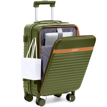 Joyway Maleta de Cabina de Apertura Frontal, Ganchos Laterales, Candado TSA, Ruedas Giratorias, Cremalleras YKK