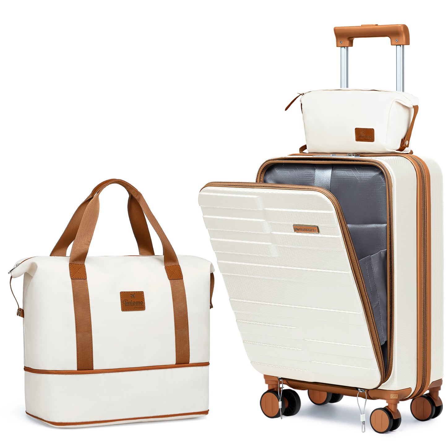 Melalenia 3-Piece Front Opening Cover Carry-on Luggage Side Hooks TSA Lock Spinner Wheels YKK Zippers