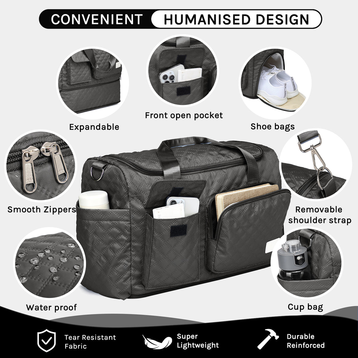 Bolsa de lona Joyway, bolsa de gimnasio plegable con bolsa para ropa mojada