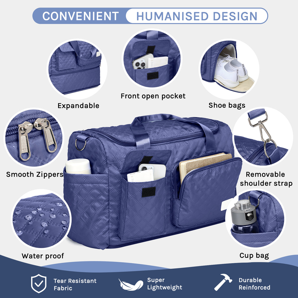 Bolsa de lona Joyway, bolsa de gimnasio plegable con bolsa para ropa mojada
