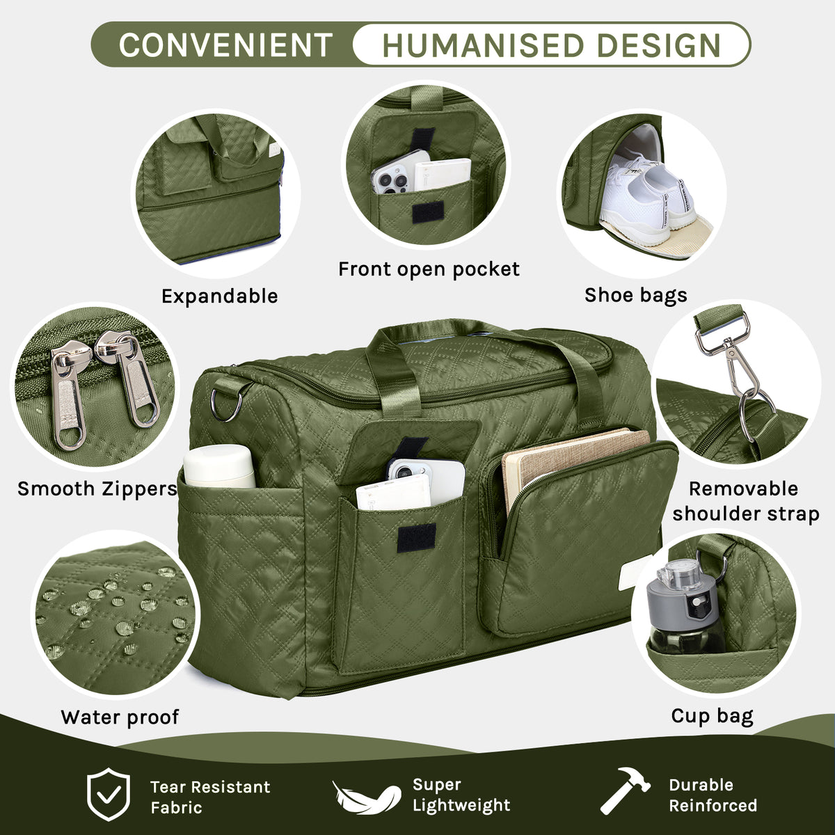 Bolsa de lona Joyway, bolsa de gimnasio plegable con bolsa para ropa mojada
