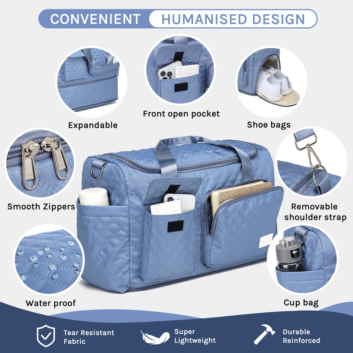 Bolsa de lona Joyway, bolsa de gimnasio plegable con bolsa para ropa mojada