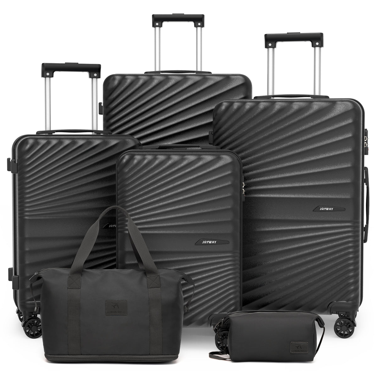 Joyway Luggage Set 6 Piece ABS Hardside Lightweight Suitcase with TSA Lock Spinner Wheels (18/20/24/28),Green-Brown
