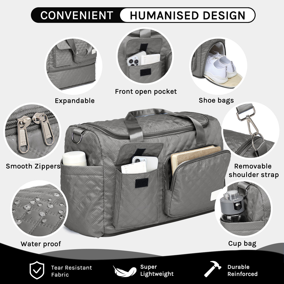 Bolsa de lona Joyway, bolsa de gimnasio plegable con bolsa para ropa mojada