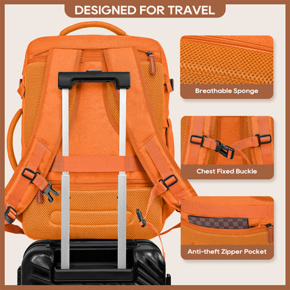 Melalenia 2PCS Mochila de viaje de mano impermeable aprobada por aerolíneas con bolsa de aseo, puerto USB, cómoda