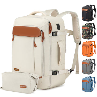 Melalenia 2PCS Mochila de viaje de mano impermeable aprobada por aerolíneas con bolsa de aseo, puerto USB, cómoda