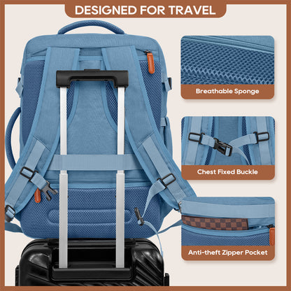Melalenia 2PCS Mochila de viaje de mano impermeable aprobada por aerolíneas con bolsa de aseo, puerto USB, cómoda