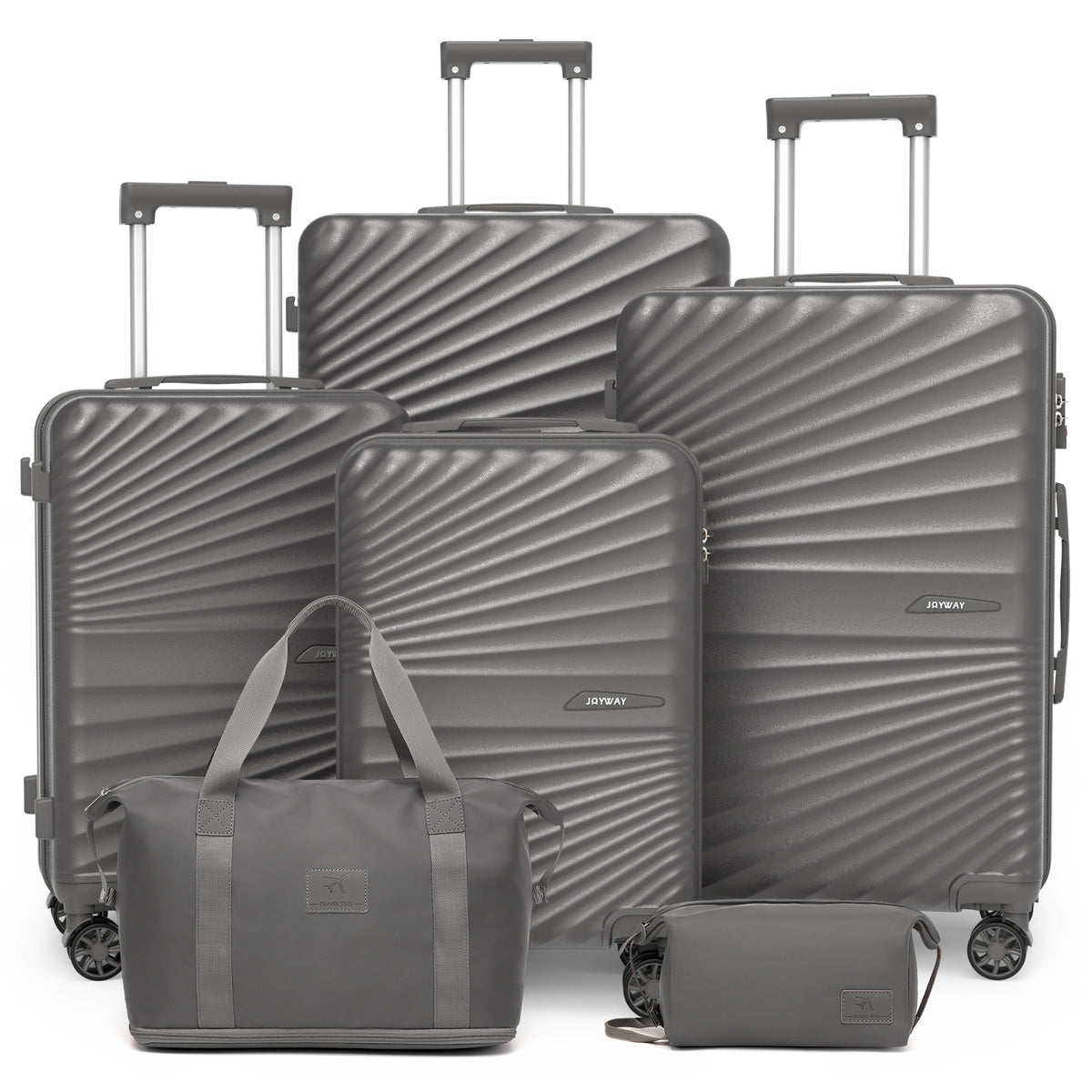 Joyway Luggage Set 6 Piece ABS Hardside Lightweight Suitcase with TSA Lock Spinner Wheels (18/20/24/28),Green-Brown