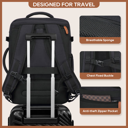 Melalenia 2PCS Mochila de viaje de mano impermeable aprobada por aerolíneas con bolsa de aseo, puerto USB, cómoda
