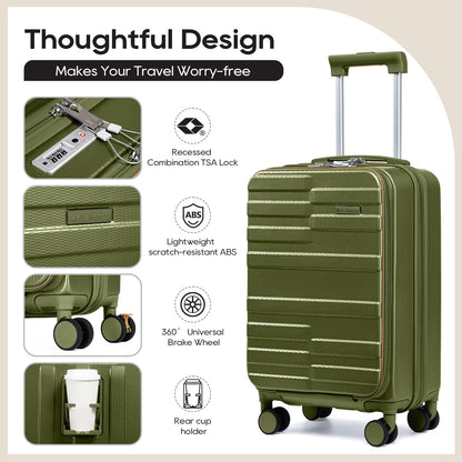 Joyway 3-Piece Front-Opening Carry-On Luggage Set