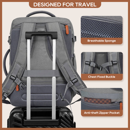 Melalenia 2PCS Mochila de viaje de mano impermeable aprobada por aerolíneas con bolsa de aseo, puerto USB, cómoda