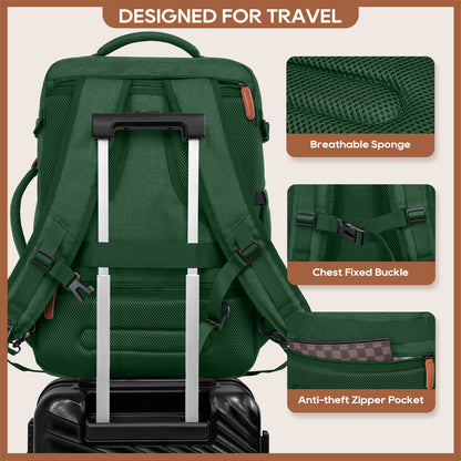 Melalenia 2PCS Mochila de viaje de mano impermeable aprobada por aerolíneas con bolsa de aseo, puerto USB, cómoda