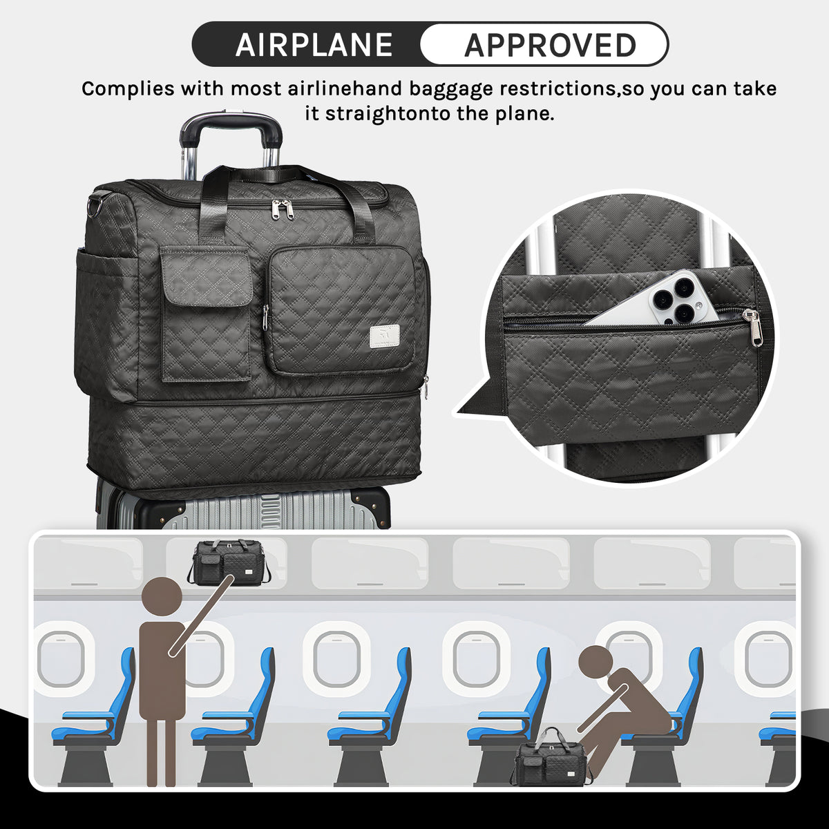 Bolsa de lona Joyway, bolsa de gimnasio plegable con bolsa para ropa mojada