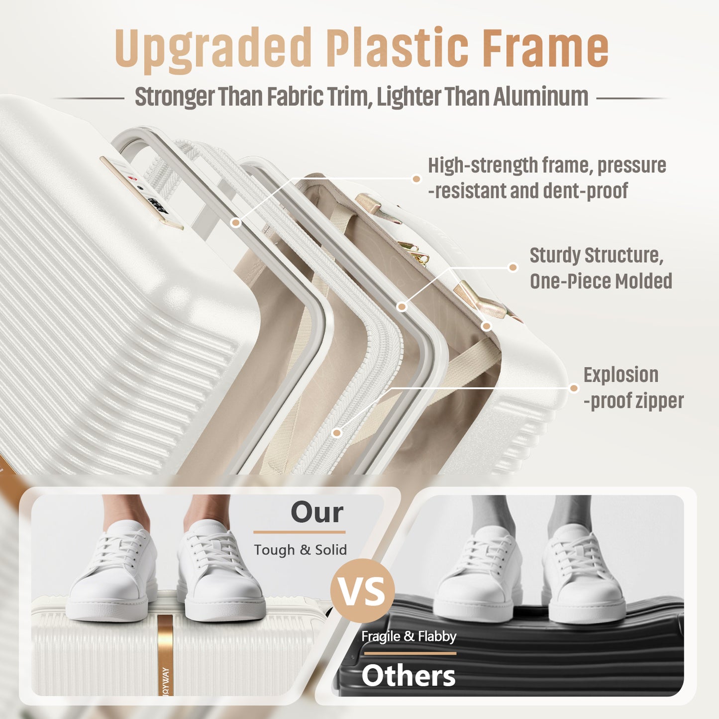 20-inch lightweight and durable ABS luggage , featuring silent universal wheels, shockproof design，as well as a cup holder function, making it an excellent travel companion PF001