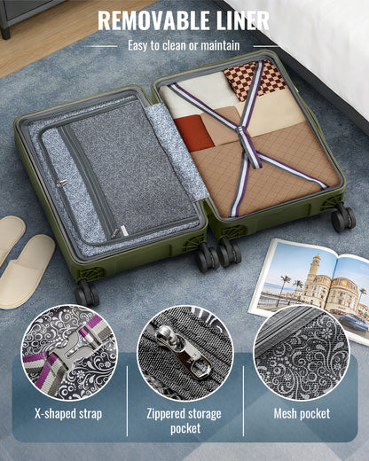 Juegos de maletas Joyway de 3 piezas con ruedas giratorias, maleta de mano de 20 pulgadas con carcasa rígida de PC, juego de maletas ligeras con cerradura TSA y estructura resistente a la presión, 20/24/28 pulgadas PF003