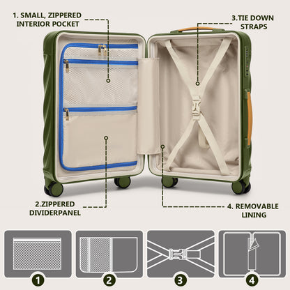 Juego de equipaje de 5 piezas Joyway PC de carcasa rígida ultraligera con cerradura TSA y ruedas giratorias con freno (20/24/29) con mochila, negro TR025
