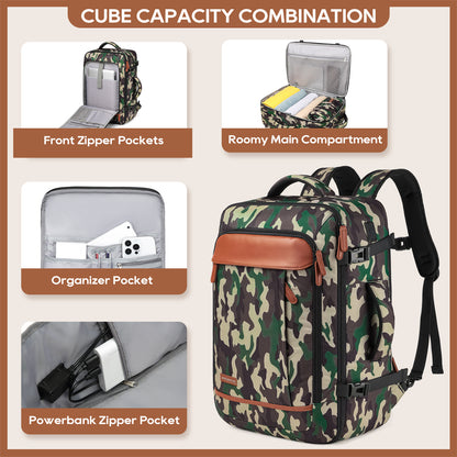 Melalenia 2PCS Mochila de viaje de mano impermeable aprobada por aerolíneas con bolsa de aseo, puerto USB, cómoda