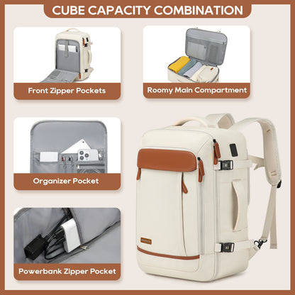 Melalenia 2PCS Mochila de viaje de mano impermeable aprobada por aerolíneas con bolsa de aseo, puerto USB, cómoda