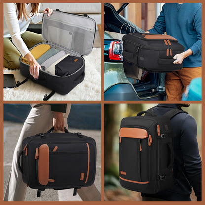 Melalenia 2PCS Mochila de viaje de mano impermeable aprobada por aerolíneas con bolsa de aseo, puerto USB, cómoda