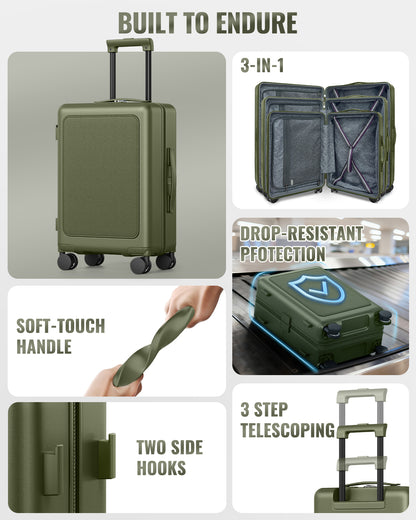 Juegos de maletas Joyway de 3 piezas con ruedas giratorias, maleta de mano de 20 pulgadas con carcasa rígida de PC, juego de maletas ligeras con cerradura TSA y estructura resistente a la presión, 20/24/28 pulgadas PF003