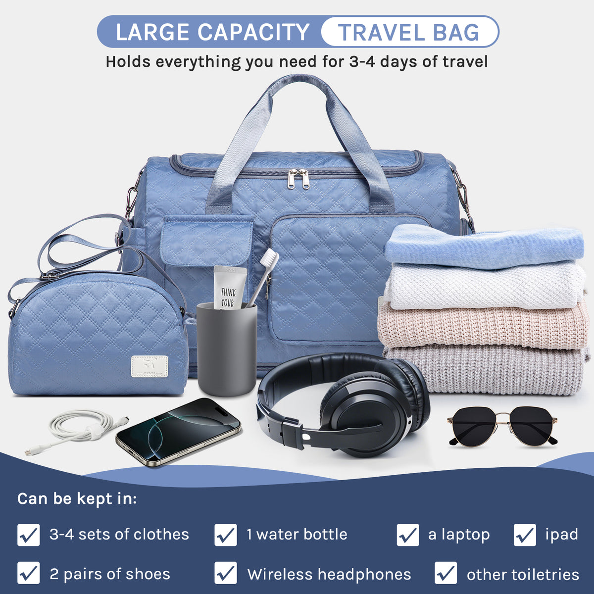 Bolsa de lona Joyway, bolsa de gimnasio plegable con bolsa para ropa mojada
