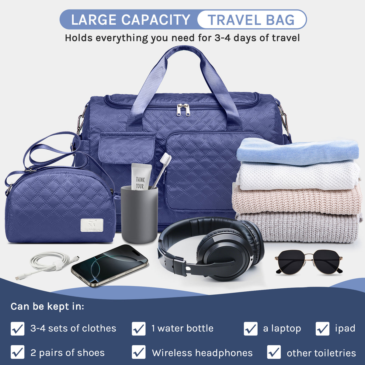 Bolsa de lona Joyway, bolsa de gimnasio plegable con bolsa para ropa mojada