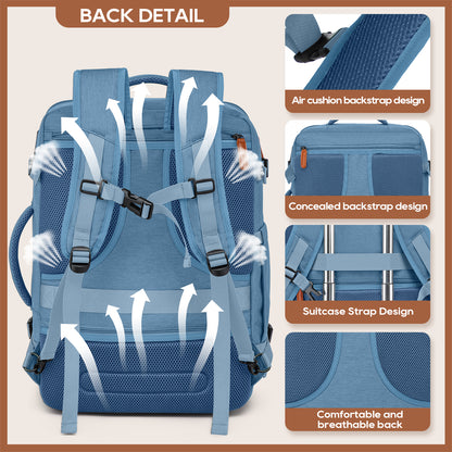 Melalenia 2PCS Mochila de viaje de mano impermeable aprobada por aerolíneas con bolsa de aseo, puerto USB, cómoda