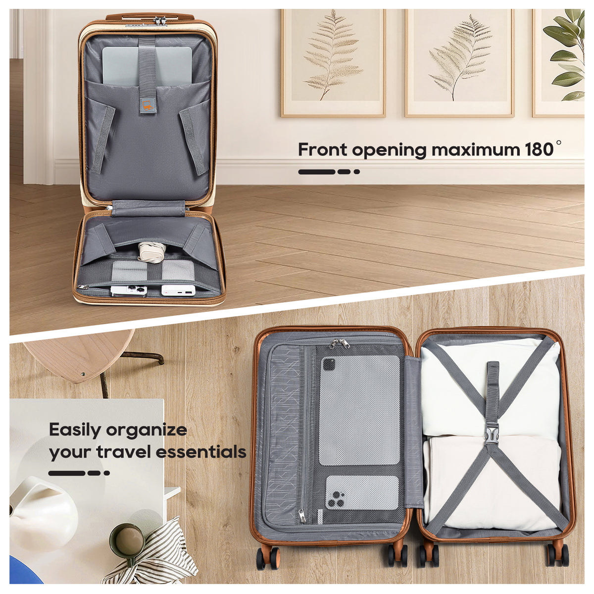 Interior of Joyway TR021 3-Piece Carry-On Luggage Set