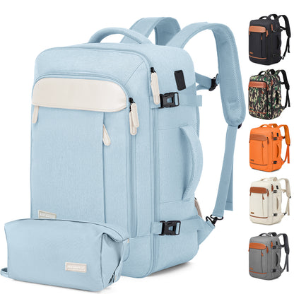 Melalenia 2PCS Mochila de viaje de mano impermeable aprobada por aerolíneas con bolsa de aseo, puerto USB, cómoda