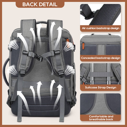 Melalenia 2PCS Mochila de viaje de mano impermeable aprobada por aerolíneas con bolsa de aseo, puerto USB, cómoda