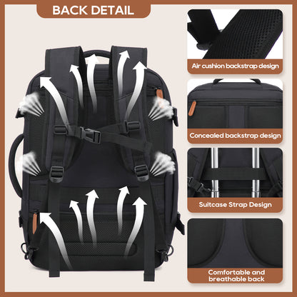 Melalenia 2PCS Mochila de viaje de mano impermeable aprobada por aerolíneas con bolsa de aseo, puerto USB, cómoda