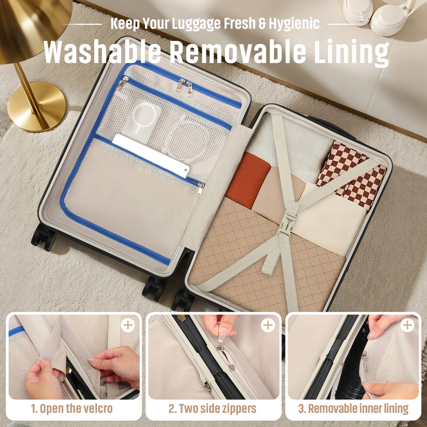 Joyway 3 Piece Luggage Set (20/24/28 Inch) – Lightweight ABS Hardshell Suitcases, Spinner Wheels, TSA Lock, Durable Travel Luggage PF001