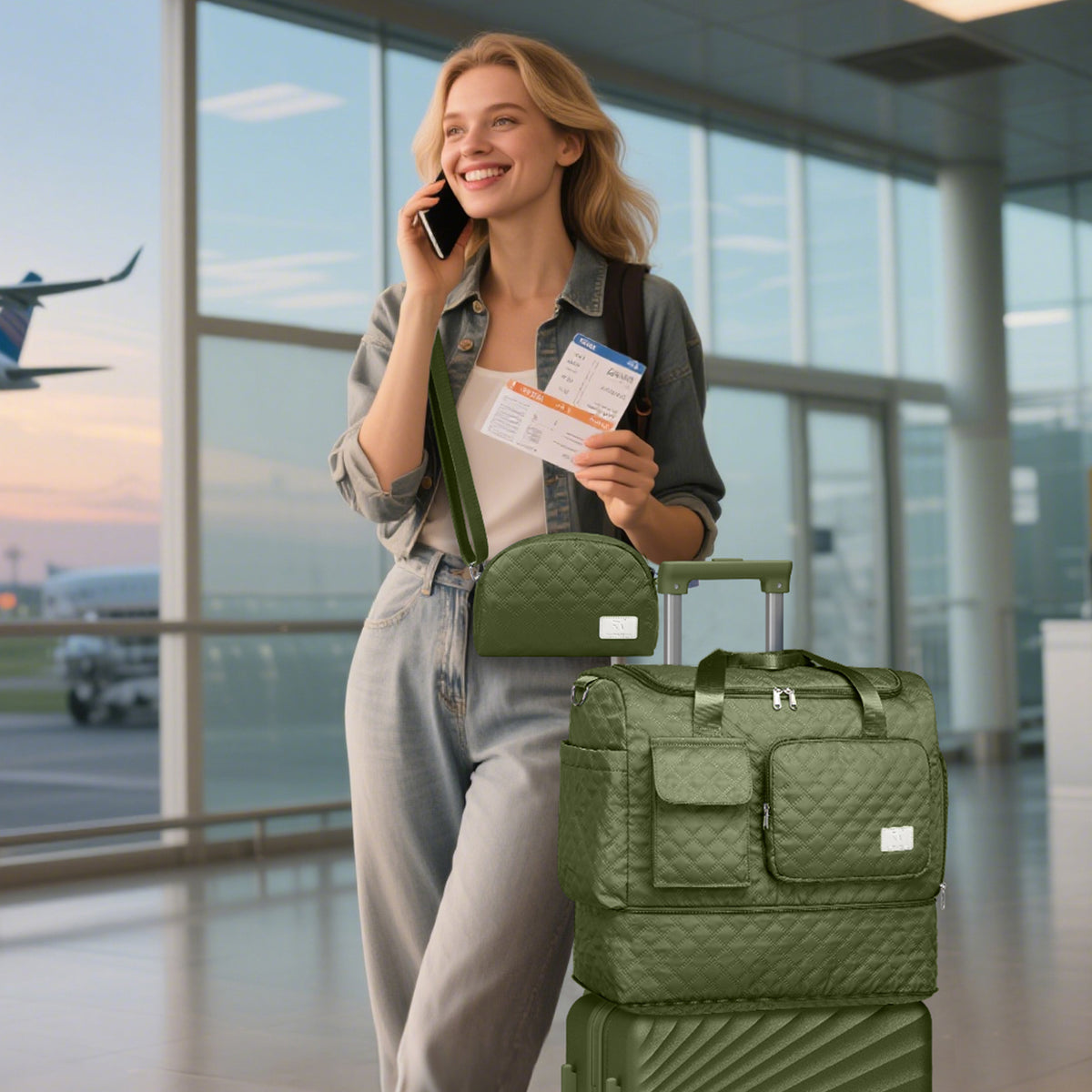 Bolsa de lona Joyway, bolsa de gimnasio plegable con bolsa para ropa mojada