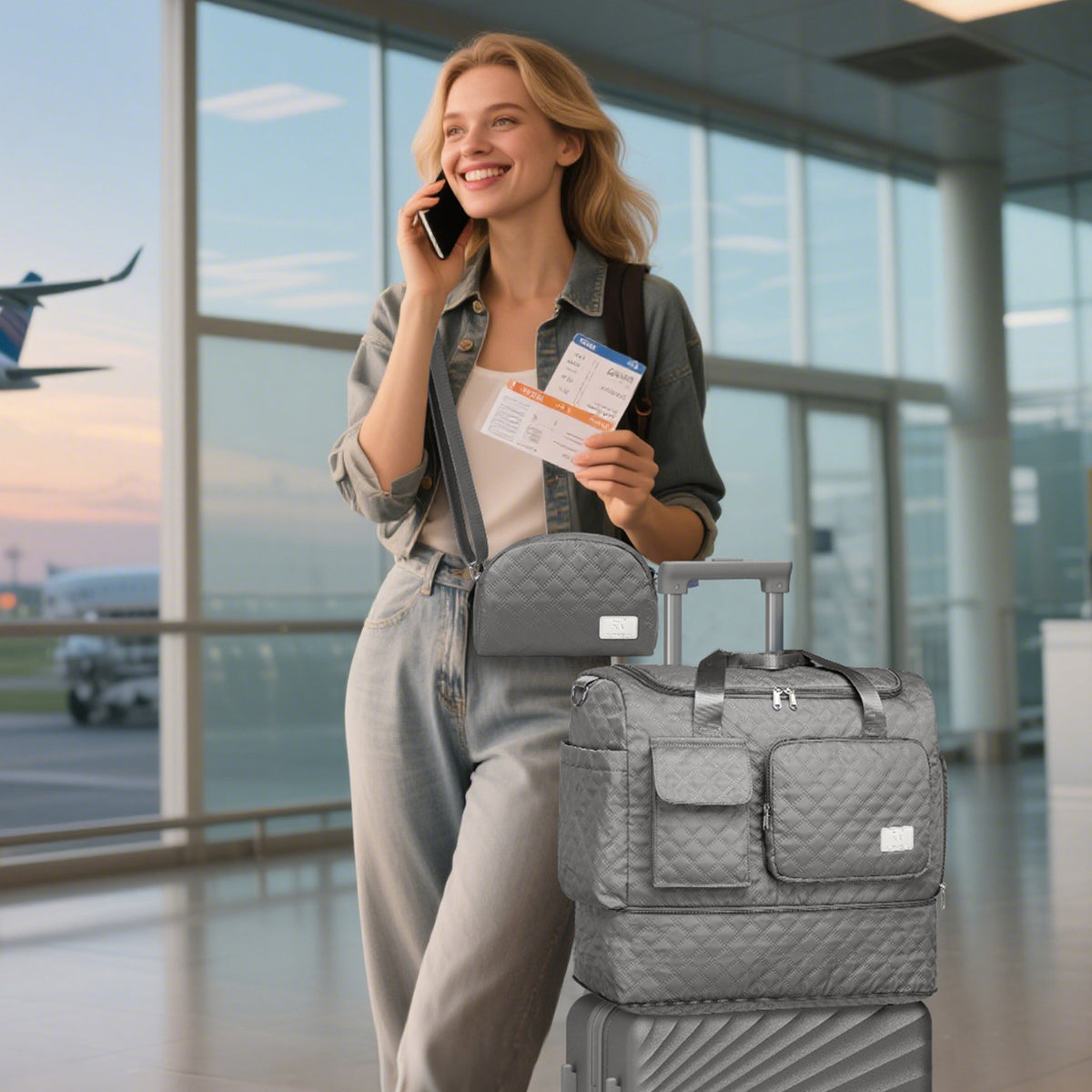 Bolsa de lona Joyway, bolsa de gimnasio plegable con bolsa para ropa mojada