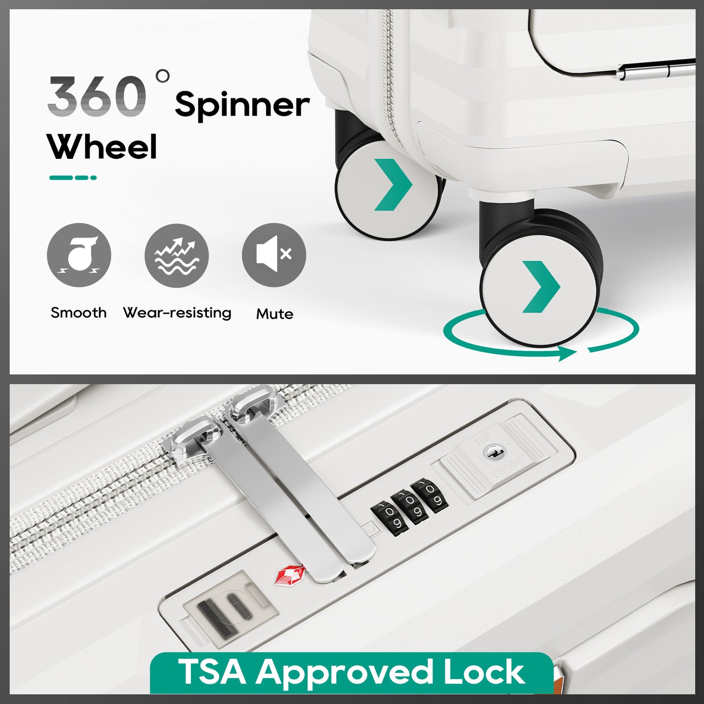Joyway Front Opening Cover Carry-on Luggage Side Hooks TSA Lock Spinner Wheels YKK Zippers，PC material TR017