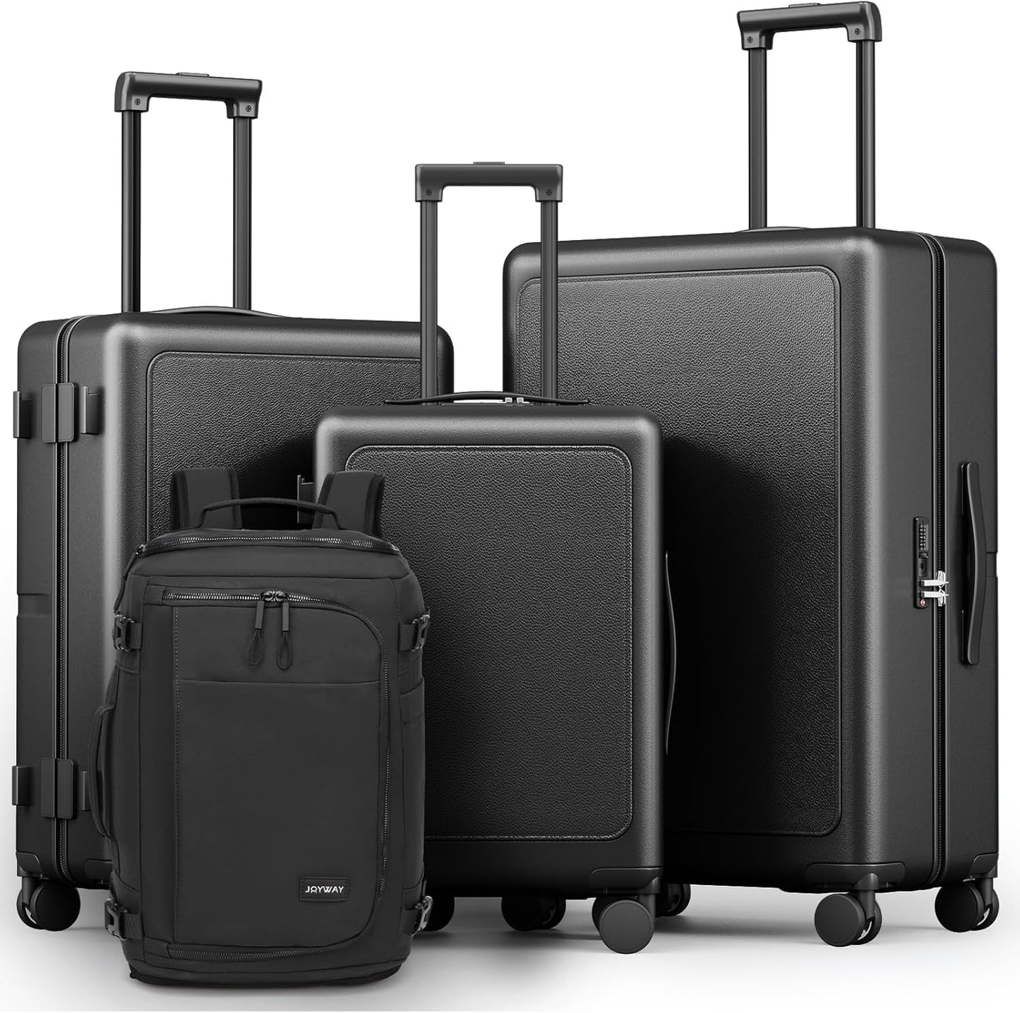 Joyway Luggage Sets 4 Piece with Spinner Wheels, Carry On Luggage 20In with ABS+PC Hardshell, Lightweight Suitcase Set with Travel Backpack and Pressure-resistant Frame, 20/24/28 Inch, White