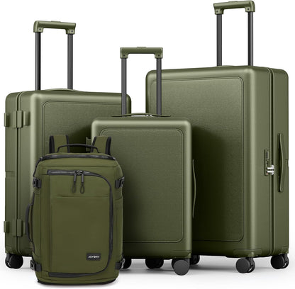 Juegos de Maletas Joyway de 4 Piezas con Ruedas Giratorias, Maleta de Mano de 20 Pulgadas con Carcasa Rígida de ABS+PC, Juego de Maletas Ligeras con Mochila de Viaje y Marco Resistente a la Presión, 20/24/28 Pulgadas, Blanco