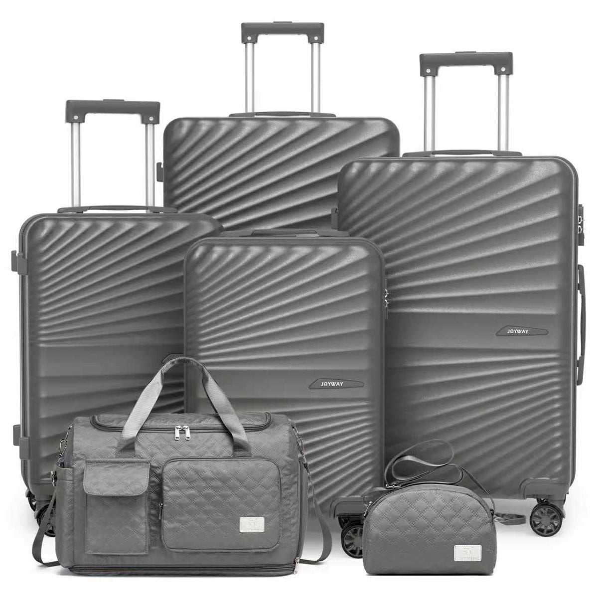 Joyway Luggage Set 6 Piece ABS Hardside Lightweight Suitcase with TSA Lock Spinner Wheels (18/20/24/28),Green-Brown