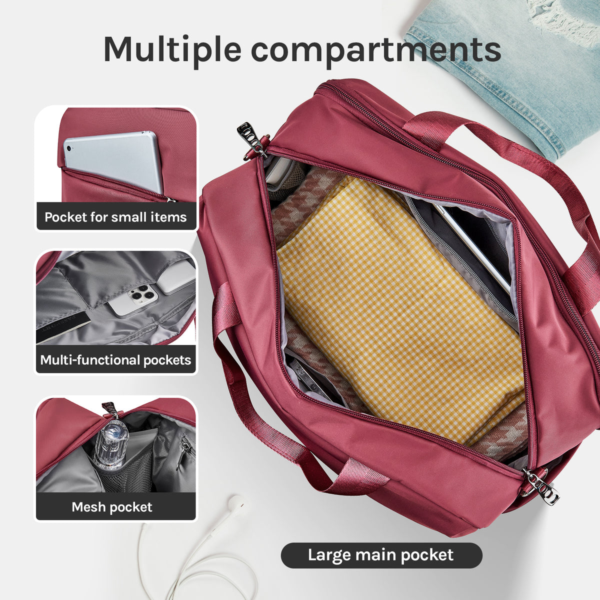 Bolsa de Viaje de Fin de Semana Grande con Compartimento Maleta de Mano Duffle Bag BAG002