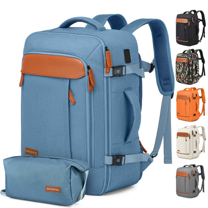 Melalenia 2PCS Mochila de viaje de mano impermeable aprobada por aerolíneas con bolsa de aseo, puerto USB, cómoda